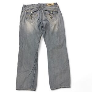 Rock Revival Sasha Easy Boot Jeans Women Size 32 Light Wash Embellished Denim